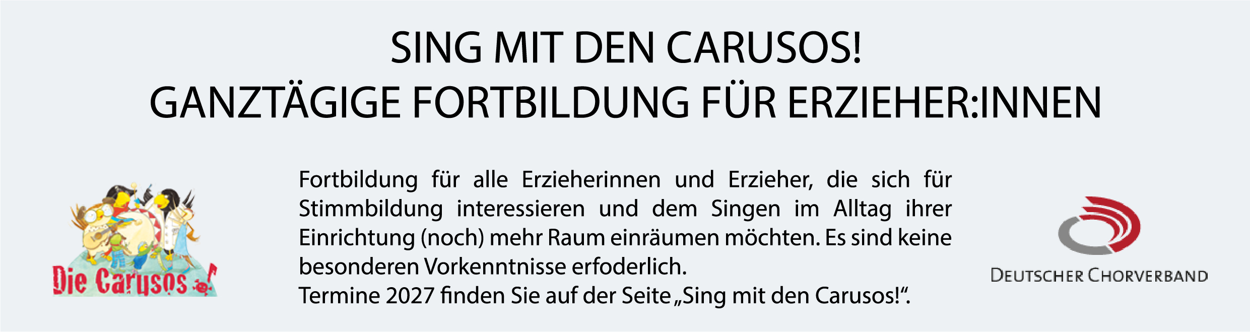 Sing mit den Carusos! Information der Musikschule Hasselmann.